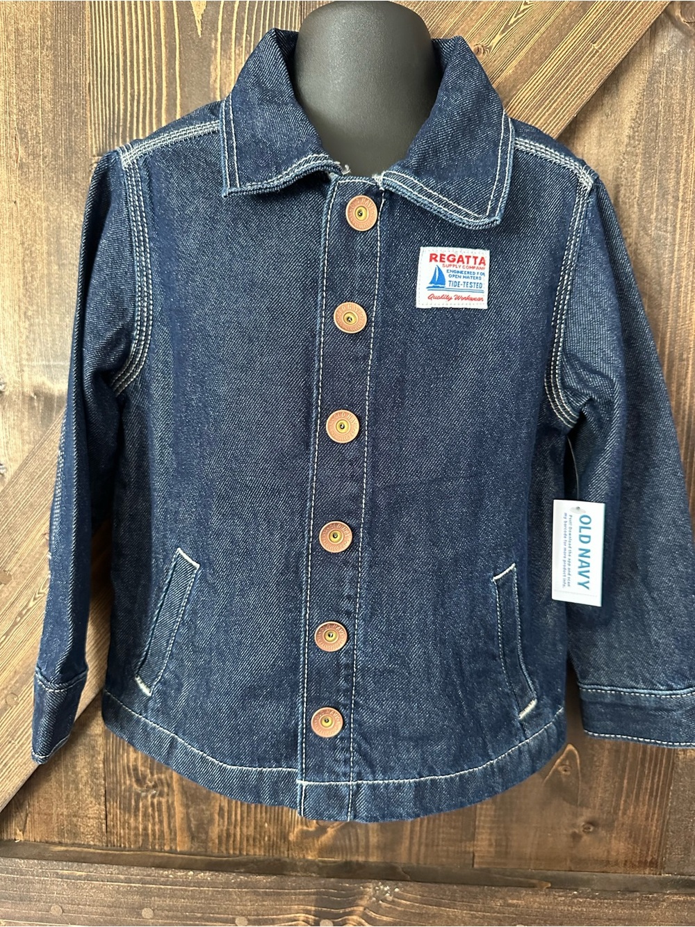 Old Navy Kids Navy Blue Denim Jacket with Button Front